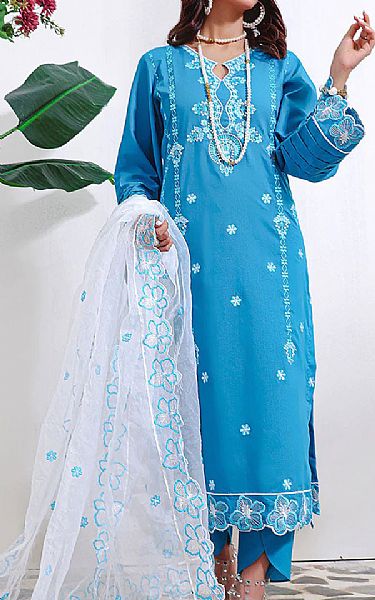 Turquoise Cambric Suit | Khas Pakistani Winter Dresses