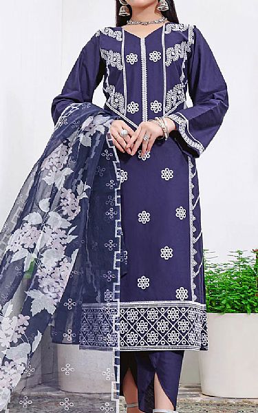 Navy Blue Cambric Suit | Khas Pakistani Winter Dresses