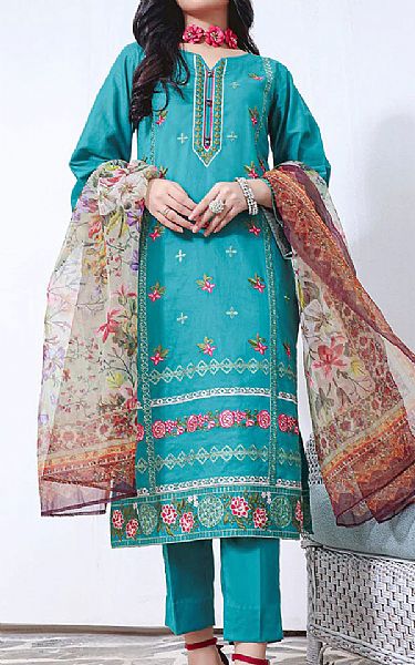 Tiffany Blue Cambric Suit | Khas Pakistani Winter Dresses