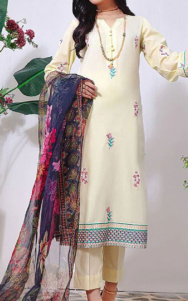 Khas Off-white Cambric Suit | Pakistani Winter Dresses- Image 1