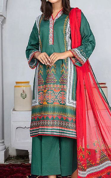 Khas Teal Cambric Suit | Pakistani Winter Dresses- Image 1