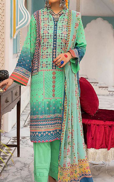 Khas Spring Green Lawn Suit | Pakistani Dresses in USA- Image 1