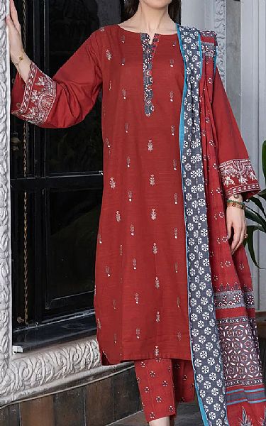 Khas Auburn Red Khaddar Suit | Pakistani Winter Dresses in USA- Image 1