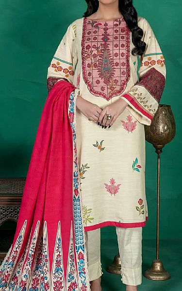 Khas Ivory/Pink Khaddar Suit | Pakistani Winter Dresses in USA- Image 1