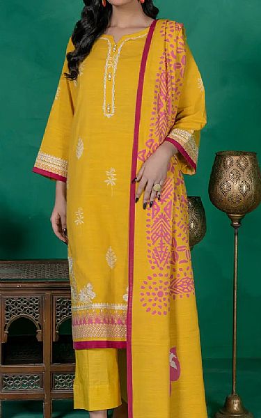 Khas Golden Yellow Khaddar Suit | Pakistani Winter Dresses in USA- Image 1