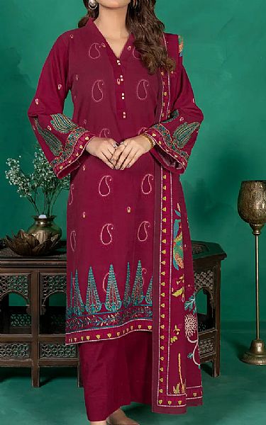 Khas Magenta Khaddar Suit | Pakistani Winter Dresses in USA- Image 1