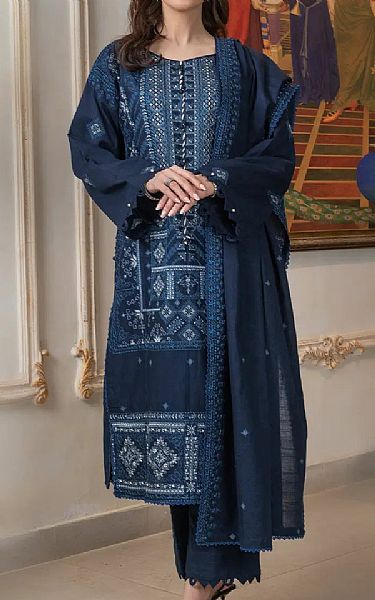 Khas Navy Blue Khaddar Suit | Pakistani Winter Dresses in USA- Image 1