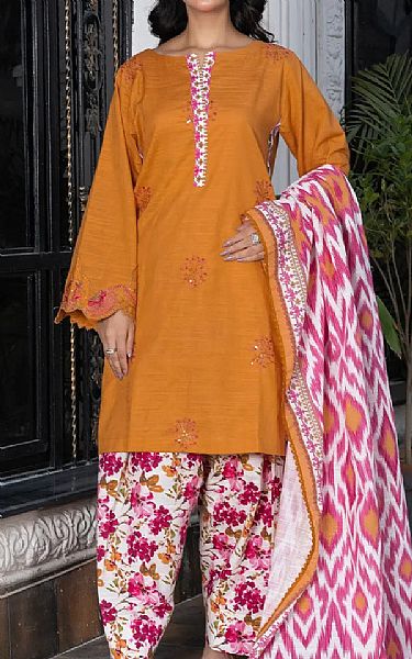 Khas Halloween Orange Khaddar Suit | Pakistani Winter Dresses in USA- Image 1