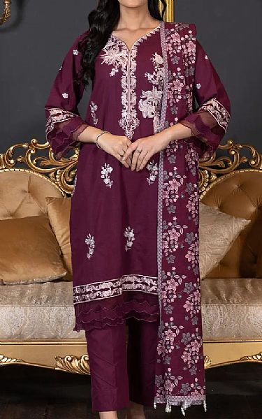 Khas Wine Berry Khaddar Suit | Pakistani Winter Dresses in USA- Image 1