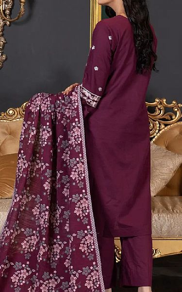 Khas Wine Berry Khaddar Suit | Pakistani Winter Dresses in USA- Image 2