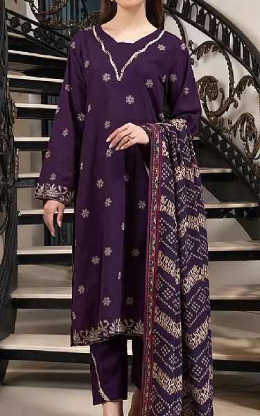 Khas Egg Plant Khaddar Suit | Pakistani Winter Dresses in USA- Image 1