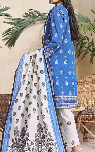 Khas Mid Blue/White Khaddar Suit | Pakistani Winter Dresses- Image 2