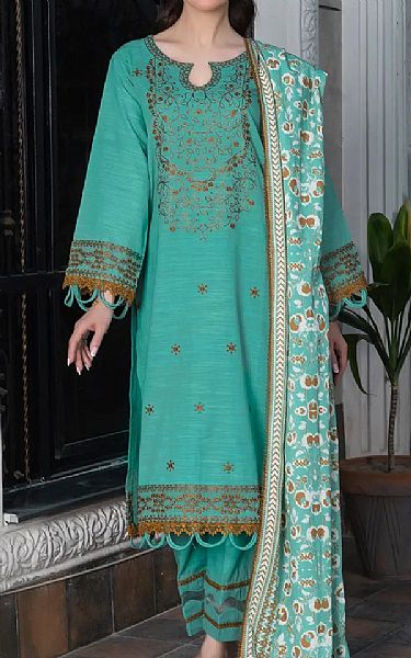 Khas Light Sea Green Khaddar Suit | Pakistani Winter Dresses in USA- Image 1