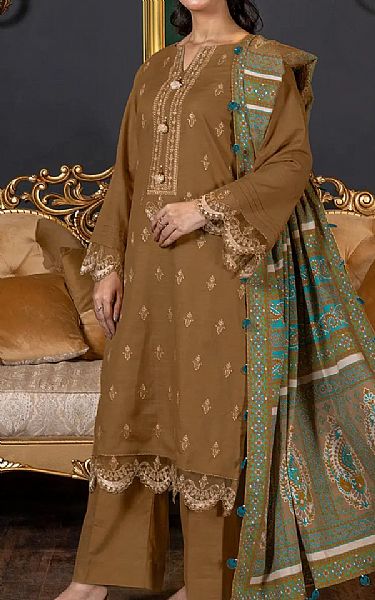 Khas Dirt Brown Khaddar Suit | Pakistani Winter Dresses in USA- Image 1