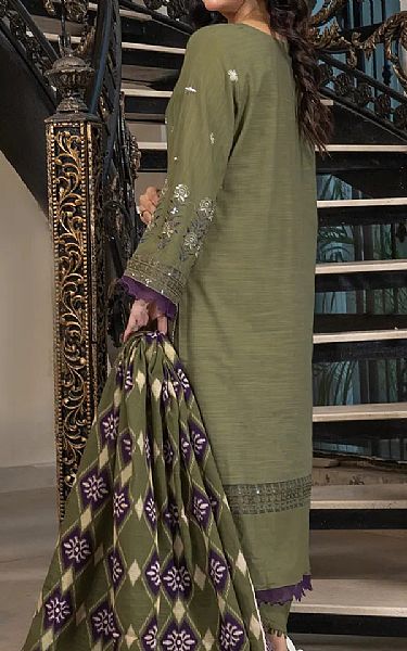 Khas Drab Green Khaddar Suit | Pakistani Winter Dresses in USA- Image 2