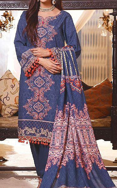 Khas Cornflower Khaddar Suit | Pakistani Dresses in USA- Image 1