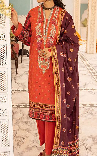 Khas Bright Orange Lawn Suit | Pakistani Dresses in USA- Image 1