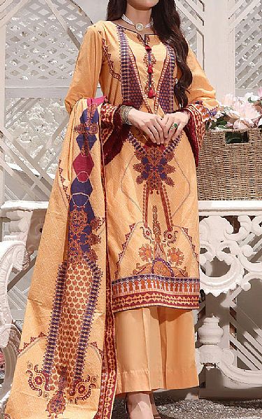 Khas Peach Orange Lawn Suit | Pakistani Dresses in USA- Image 1