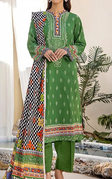 Khas Medium Forest Green Lawn Suit | Pakistani Lawn Suits- Image 1