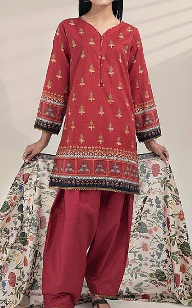 Khas Dusty Red Lawn Suit | Pakistani Lawn Dress in USA- Image 1