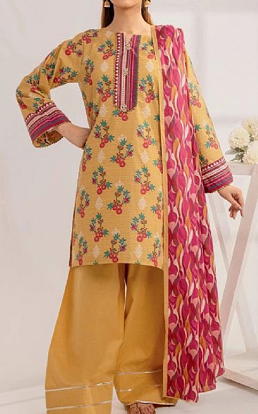 Khas Sand Gold Lawn Suit | Pakistani Lawn Dress in USA- Image 1