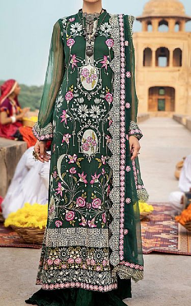 Khas Bottle Green Chiffon Suit | Pakistani Dresses in USA- Image 1