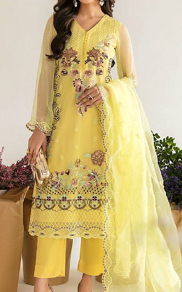 Khas Marigold Yellow Chiffon Suit | Pakistani Embroidered Chiffon Dresses- Image 1