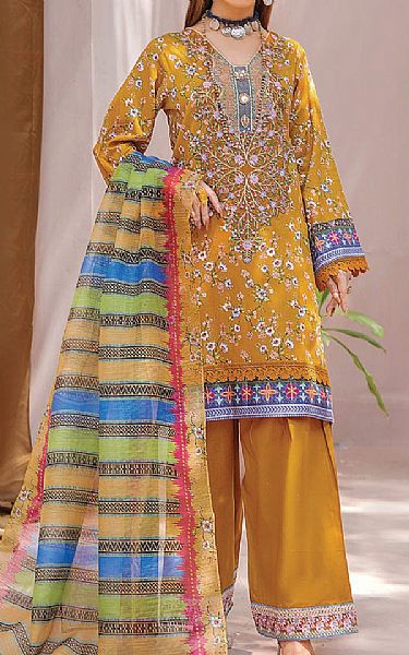Khas Mustard Cambric Suit | Pakistani Winter Dresses- Image 1