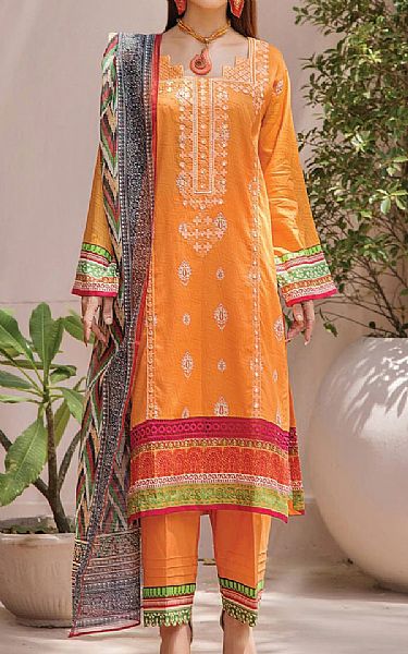 Khas Orange Cambric Suit | Pakistani Winter Dresses- Image 1