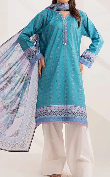 Khas Fountain Blue Lawn Suit (2 pcs) | Pakistani Lawn Dress in USA- Image 1