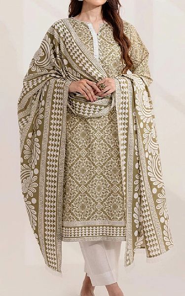 Khas Off White/Dark Beige Lawn Suit (2 pcs) | Pakistani Lawn Dress in USA- Image 1