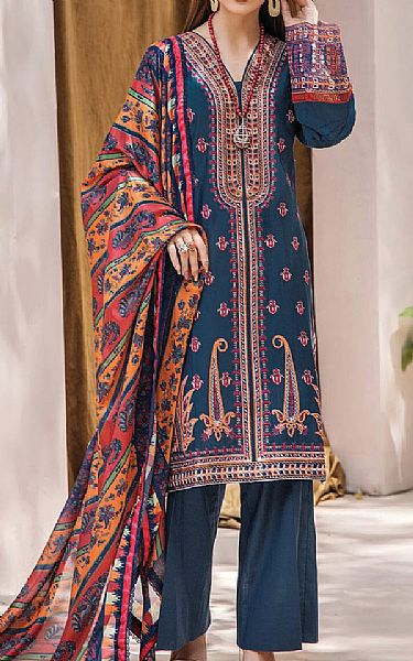 Khas Navy Blue Cambric Suit | Pakistani Winter Dresses in USA- Image 1