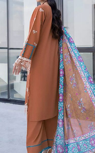 Khas Brown Rust Lawn Suit | Pakistani Lawn Dress in USA- Image 2