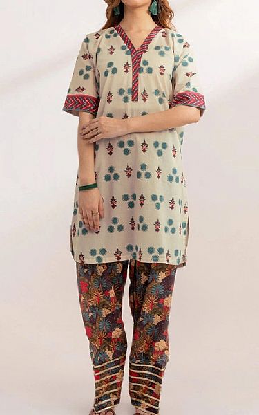 Khas Beige Lawn Suit (2 pcs) | Pakistani Lawn Dress in USA- Image 1