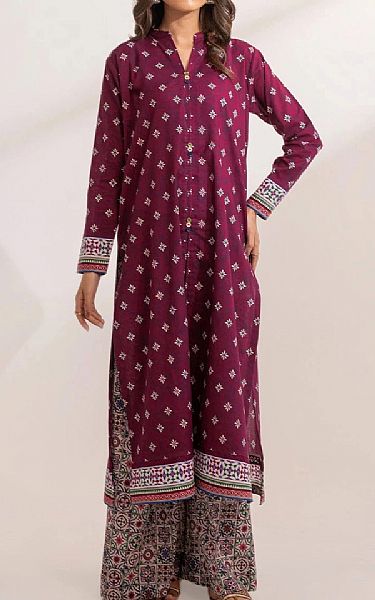 Khas Burgundy Lawn Suit (2 pcs) | Pakistani Lawn Dress in USA- Image 1