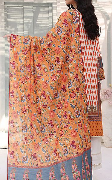 Khas Off-white/Orange Khaddar Suit | Pakistani Winter Dresses- Image 2