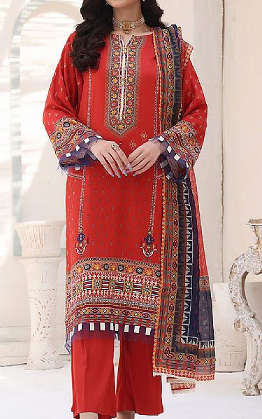 Khas Vermilion Red Kotail Suit | Pakistani Winter Dresses- Image 1