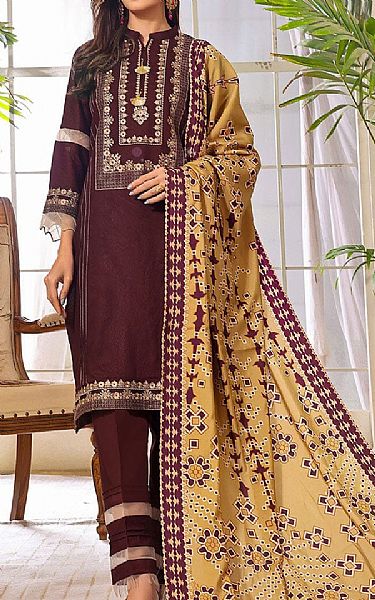 Khas Cocoa Bean Jacquard Suit | Pakistani Winter Dresses- Image 1