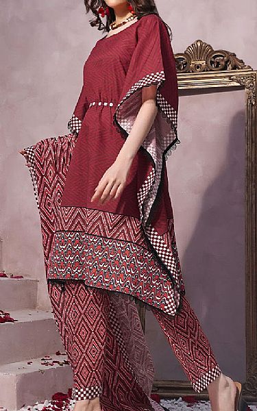 Khas Deep Carmine Khaddar Suit | Pakistani Winter Dresses in USA- Image 1