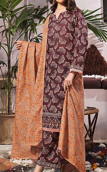 Khas Purple Brown Khaddar Suit | Pakistani Winter Dresses- Image 1