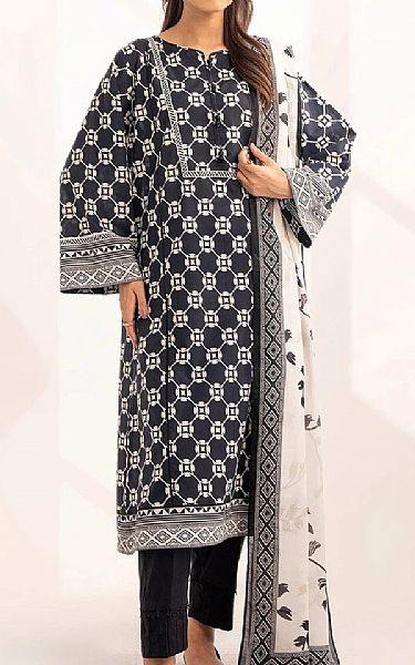 Khas Black/Off White Lawn Suit (2 pcs) | Pakistani Lawn Dress in USA- Image 1