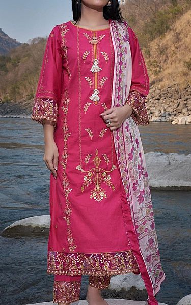 Khas Dark Pink Lawn Suit | Pakistani Lawn Dress in USA- Image 1
