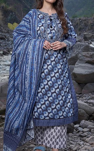 Khas Blue/Off White Lawn Suit | Pakistani Lawn Dress in USA- Image 1
