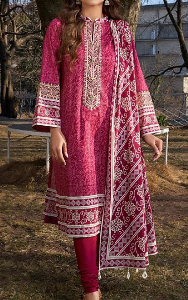 Khas Warm Pink Lawn Suit | Pakistani Lawn Dress in USA- Image 1