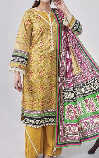 Khas Sand Gold Lawn Suit | Pakistani Lawn Dress in USA- Image 1