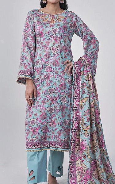 Khas Blue Lawn Suit | Pakistani Lawn Dress in USA- Image 1