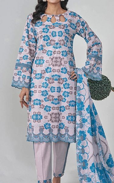 Khas Pale Pink/Blue Lawn Suit (2 pcs) | Pakistani Lawn Dress in USA- Image 1