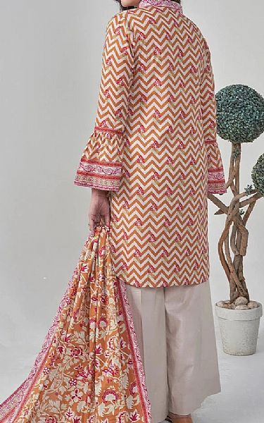 Khas Orange Salmon/Off White Lawn Suit (2 pcs) | Pakistani Lawn Dress in USA- Image 2