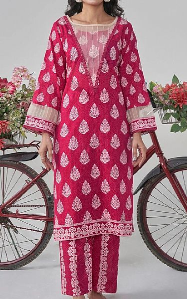 Khas Cerise Pink Lawn Suit (2 pcs) | Pakistani Lawn Dress in USA- Image 1