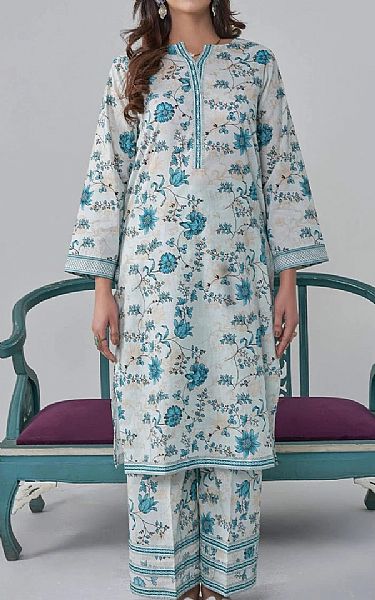 Khas Light Grey/Blue Lawn Suit (2 pcs) | Pakistani Lawn Dress in USA- Image 1